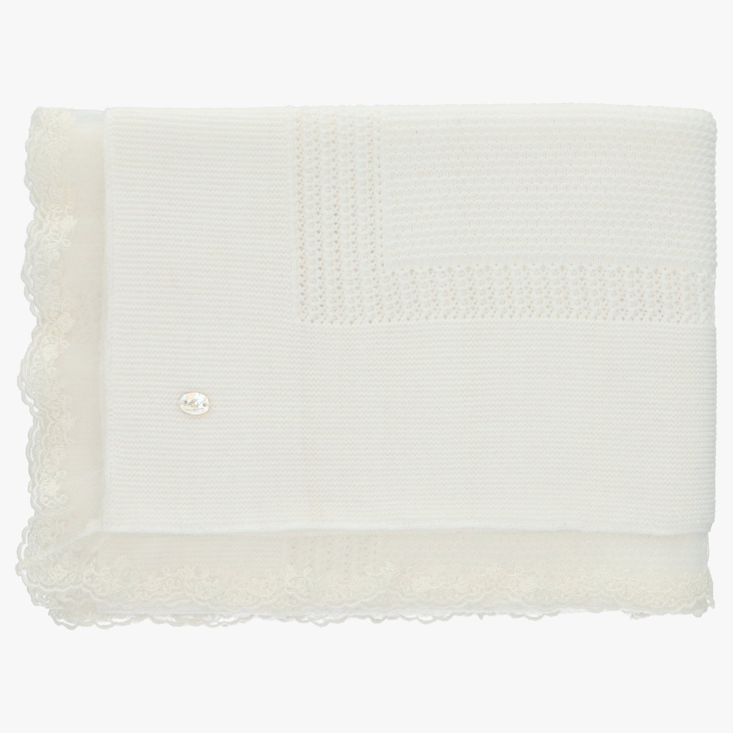 Martin Aranda Baby Marfil Knit Blanket w/ Lace
