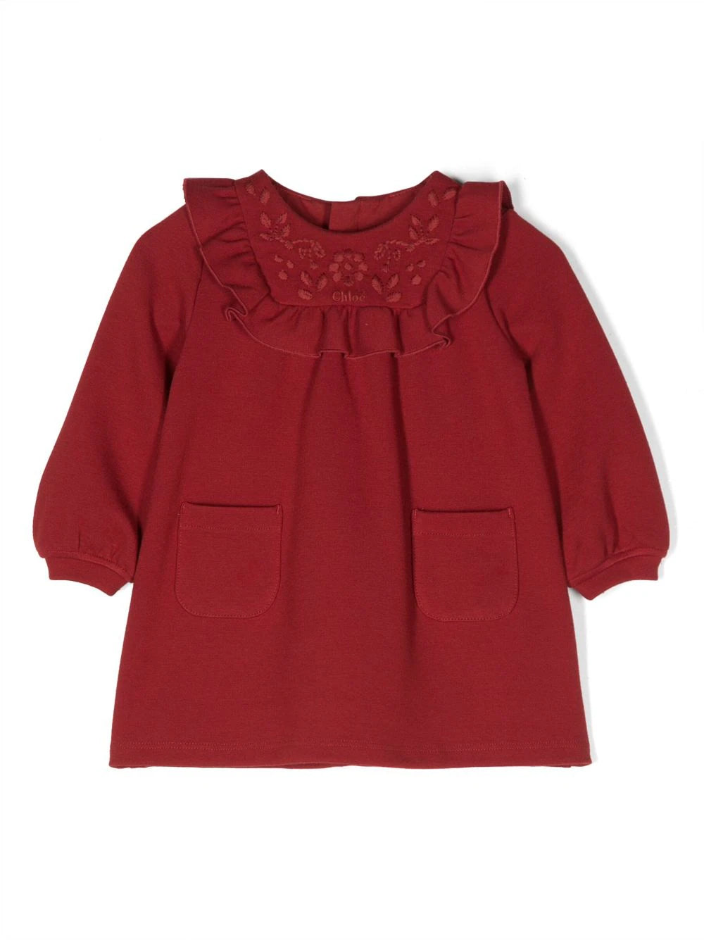 Chloe LS Embroidered Yoke Dress w/ Front Pockets