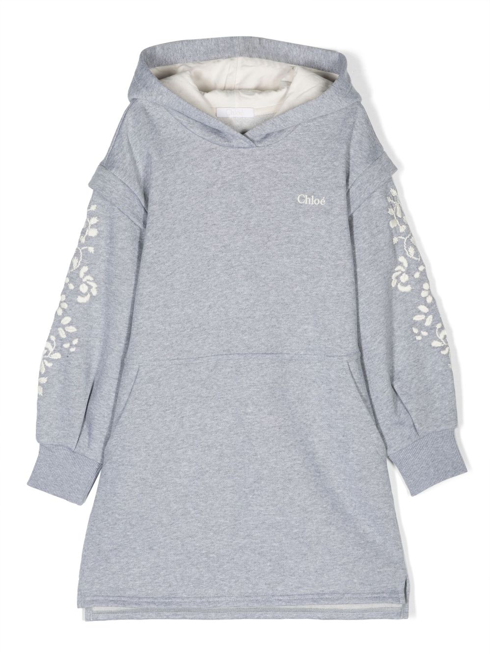 Chloe LS Hoodie Dress w/ Floral Embroidered Sleeves