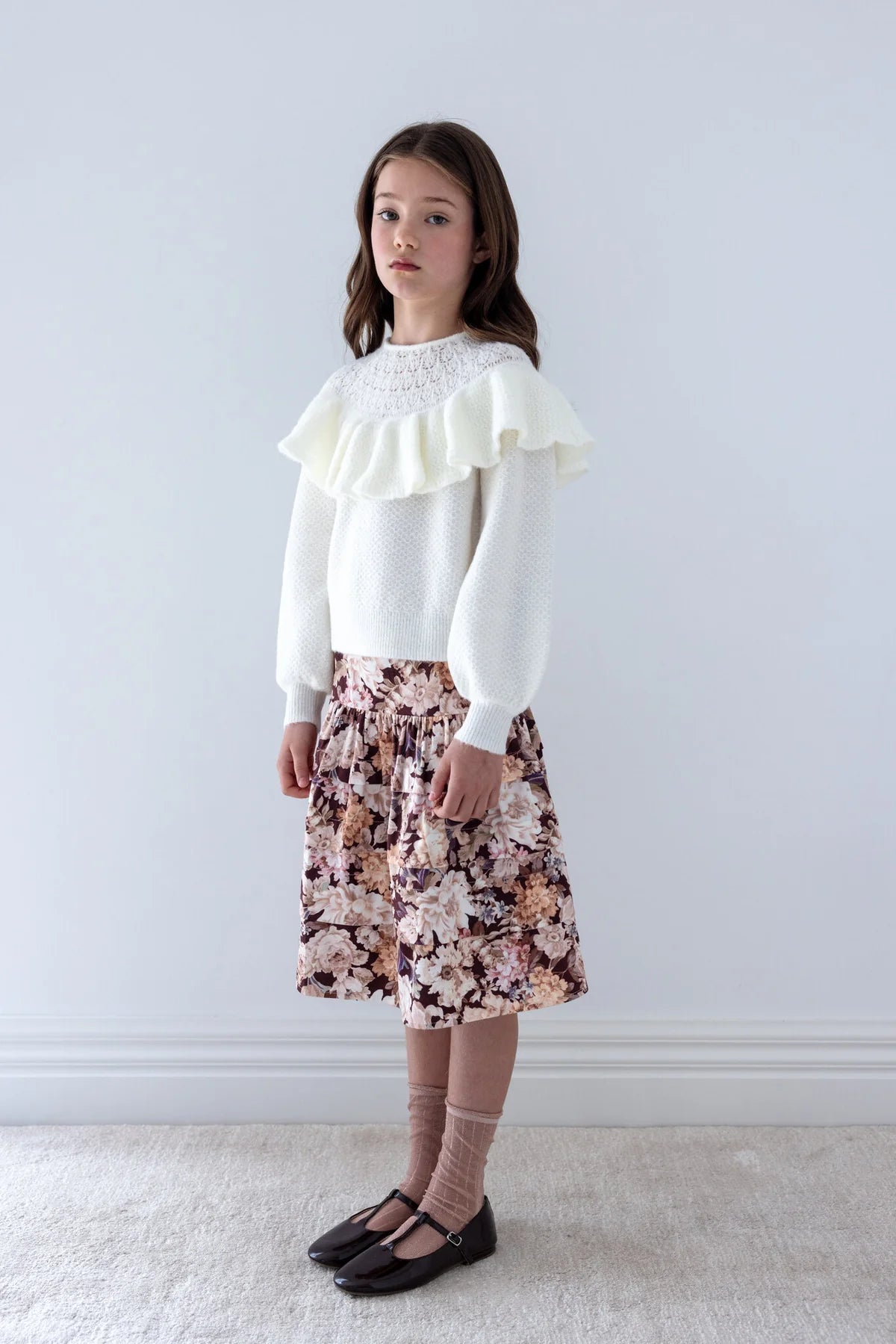 Petite Amalie Pointelle Ruffle Sweater