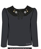 Nicole Miller LS Stars Collar Knitted Top