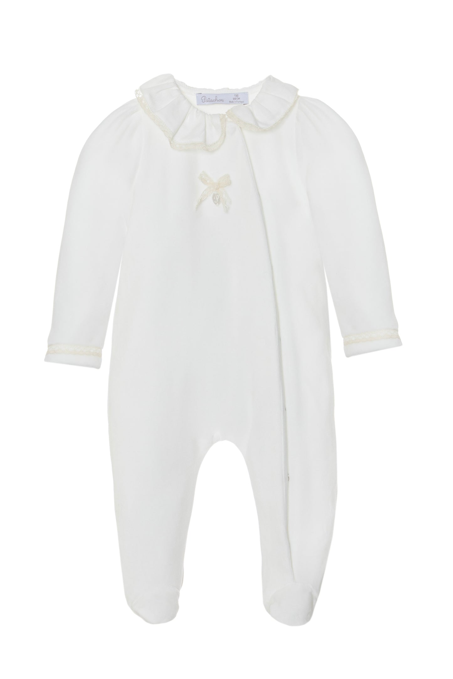 Patachou LS Lace Trim Velour Onesie