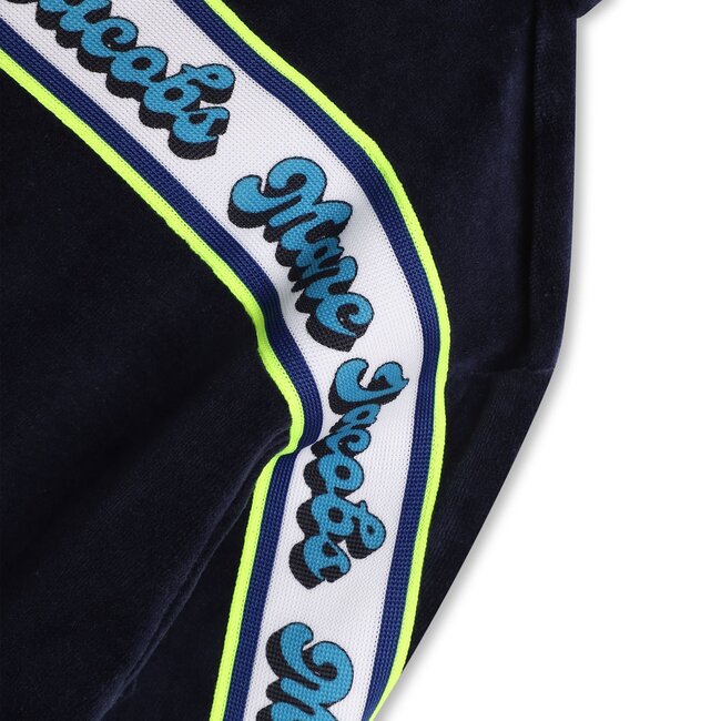 Little Marc Jacobs Logo Tape Velour Hoodie & Jogger Outfit