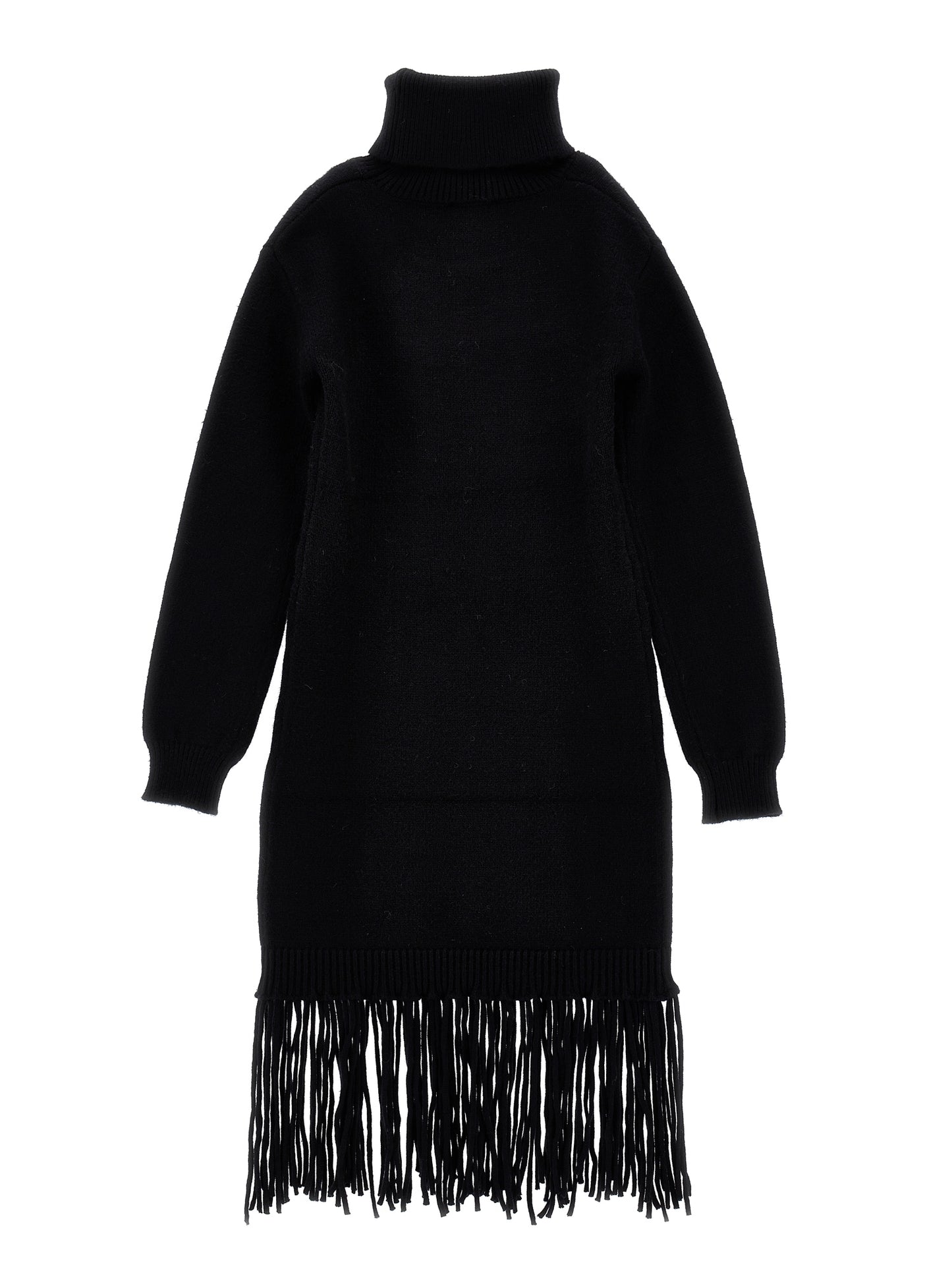 Monnalisa LS Knit Turtle Neck Dress w/ Fringes | Tuesday's Child