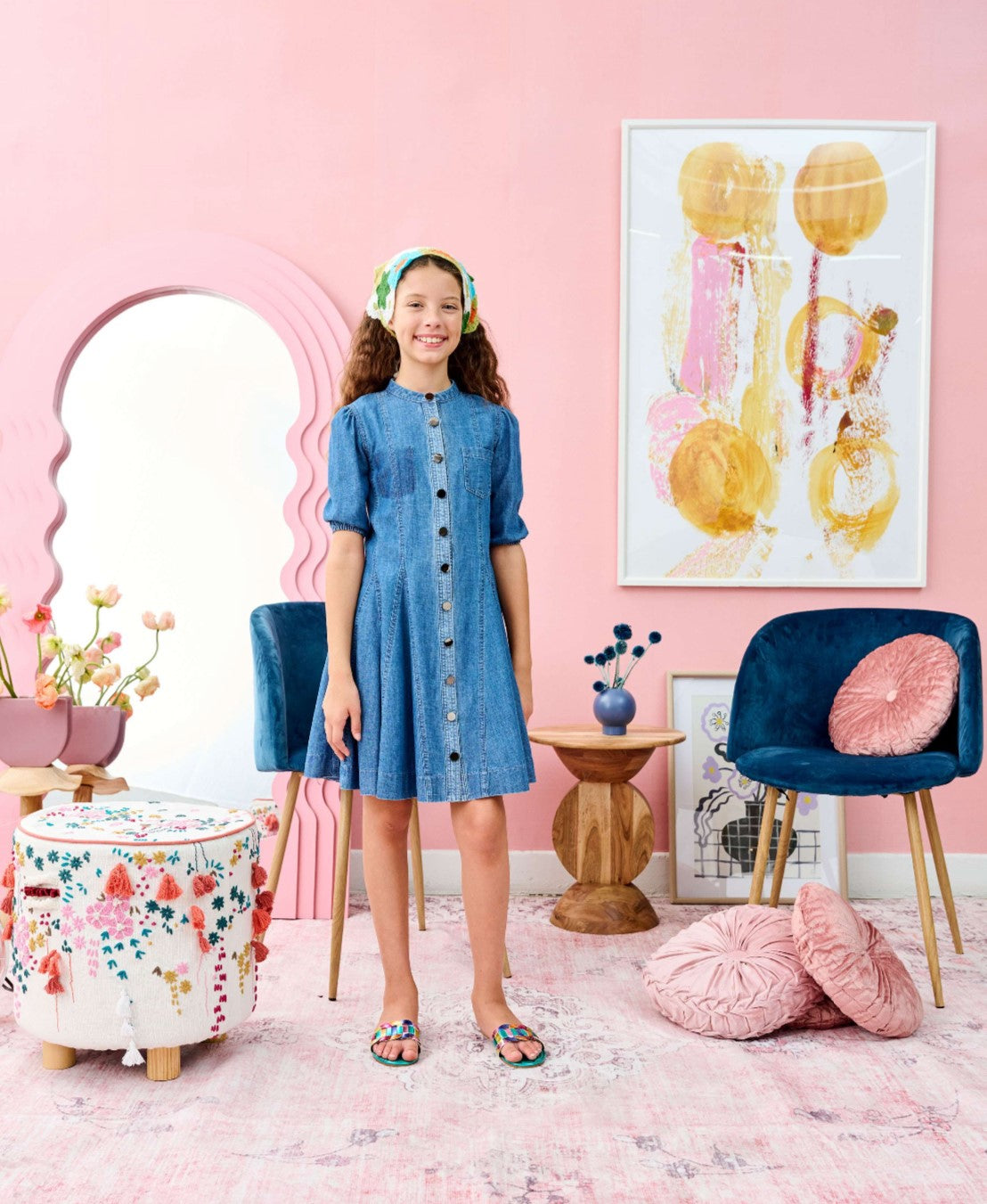 Porter Snap Front Denim Dress 2153 Blue / 10Y Porter Snap Front Denim Dress 2153 Blue / 10Y