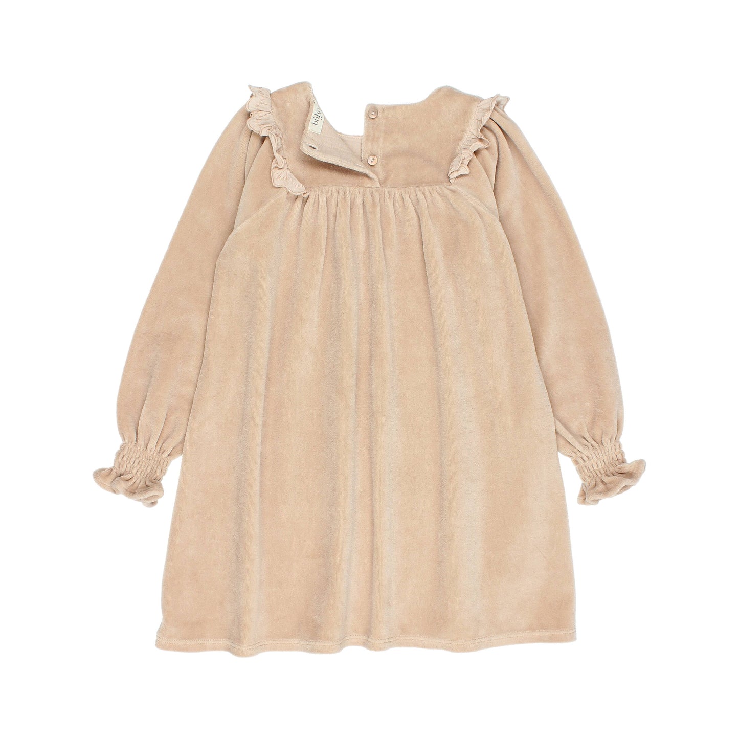 Buho LS Ruffled Yoke Velour Dress