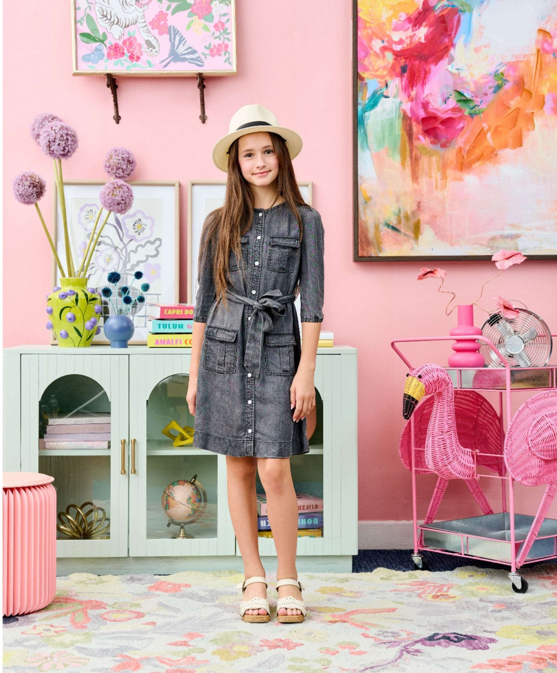 Porter Denim Button Down Dress w/ Belt 2156