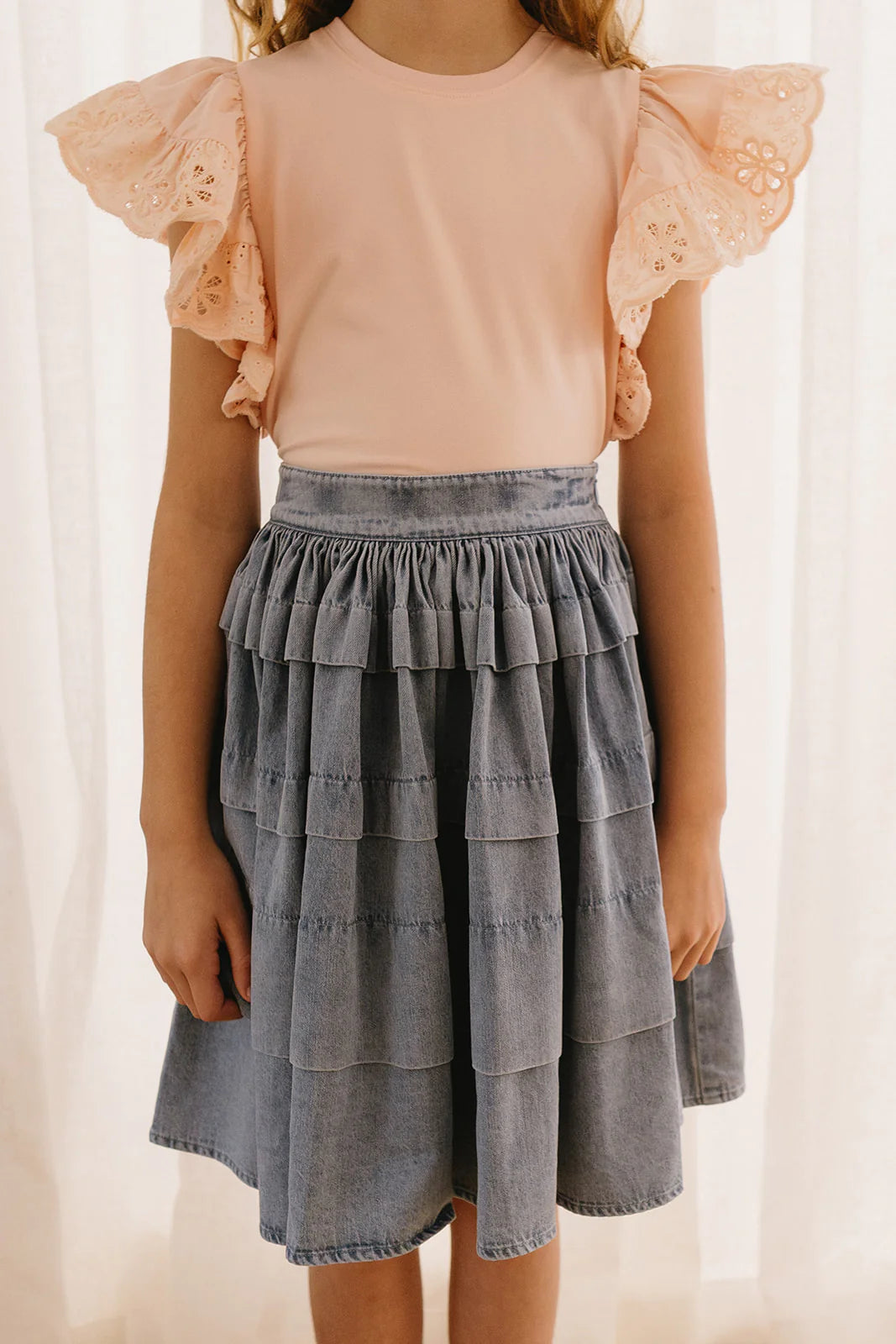 Petite Amalie Chambray Pleated Skirt