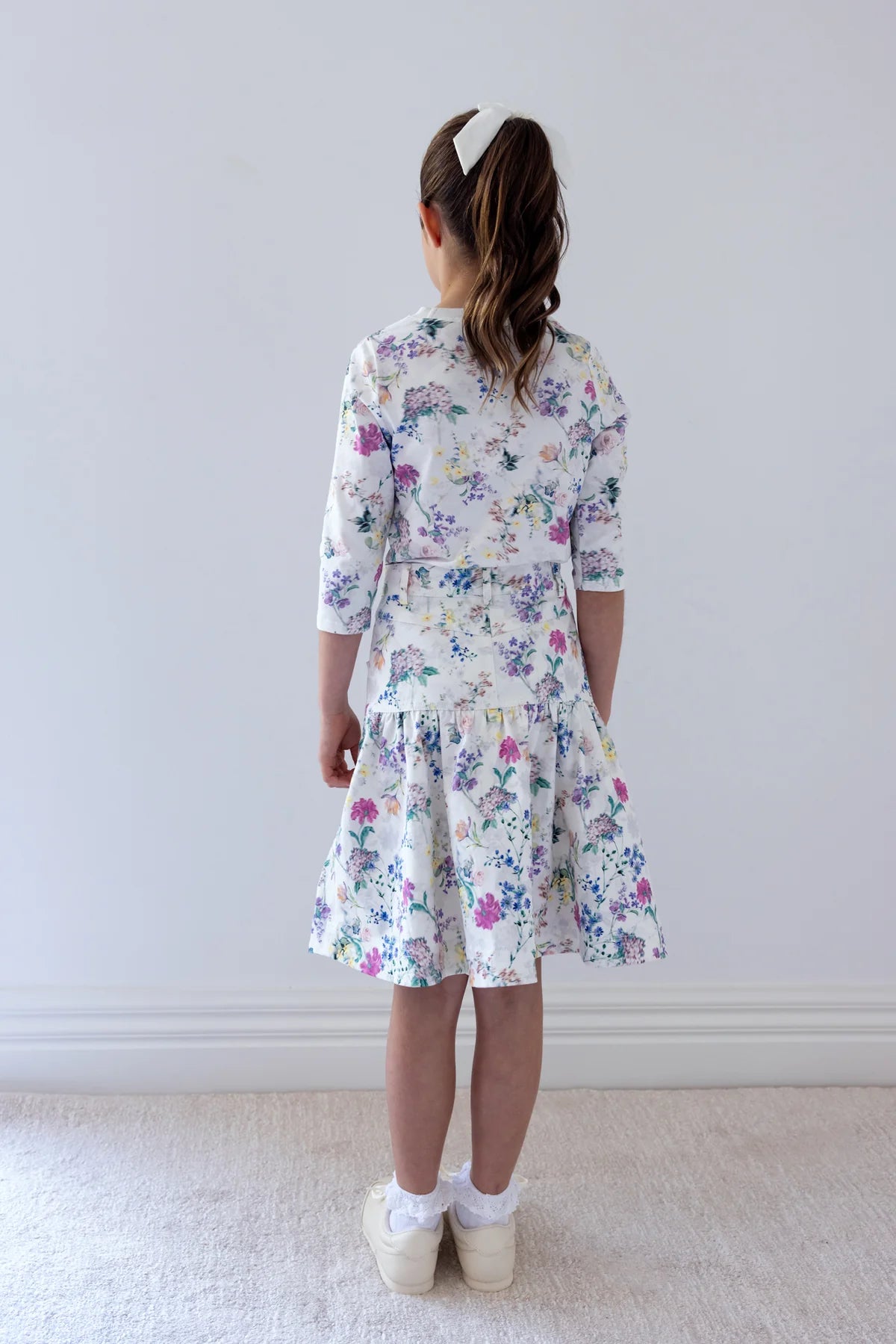 Steph Garden Print T-shirt & Denim Skirt Set