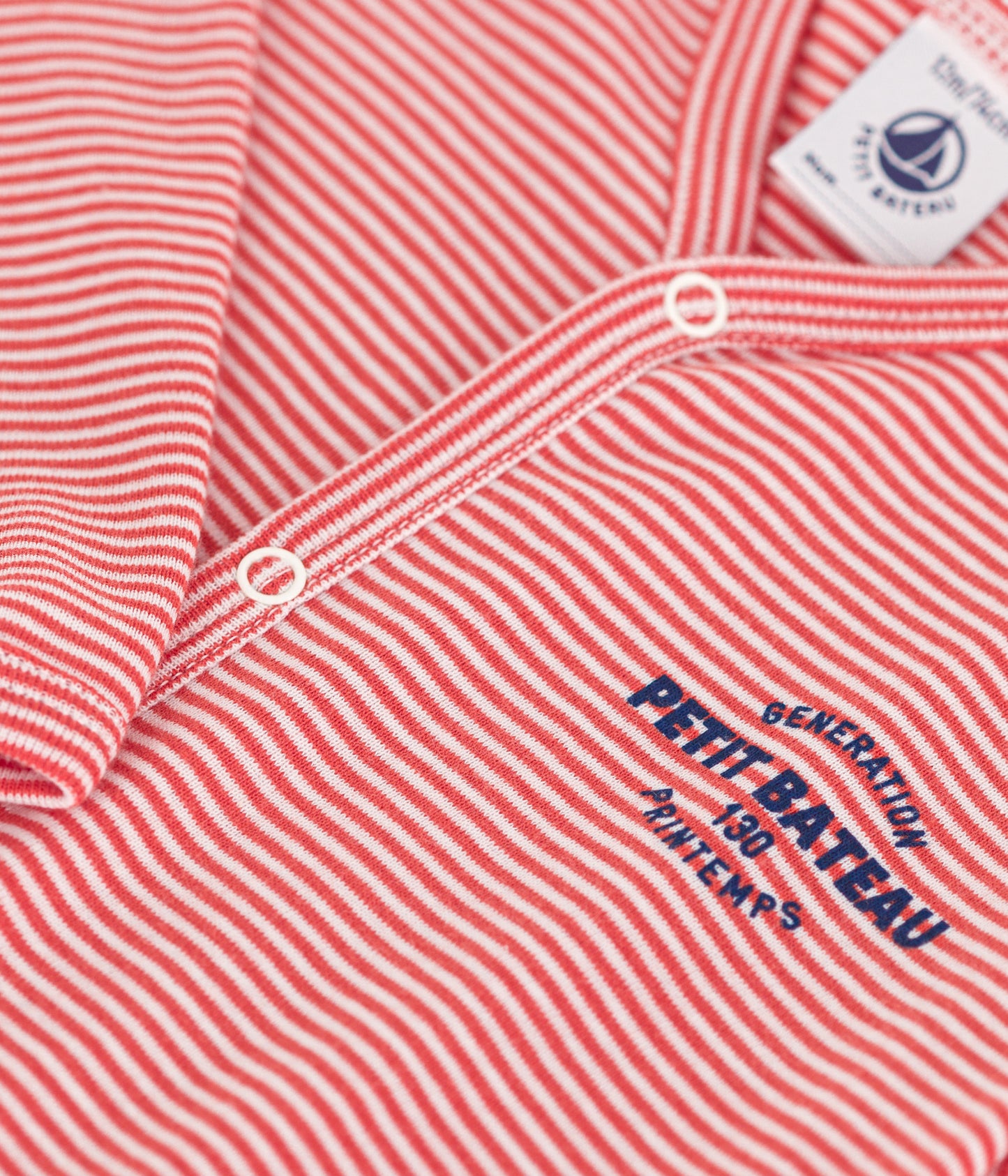 Petit Bateau Baby Girl Front Snap Striped Footie
