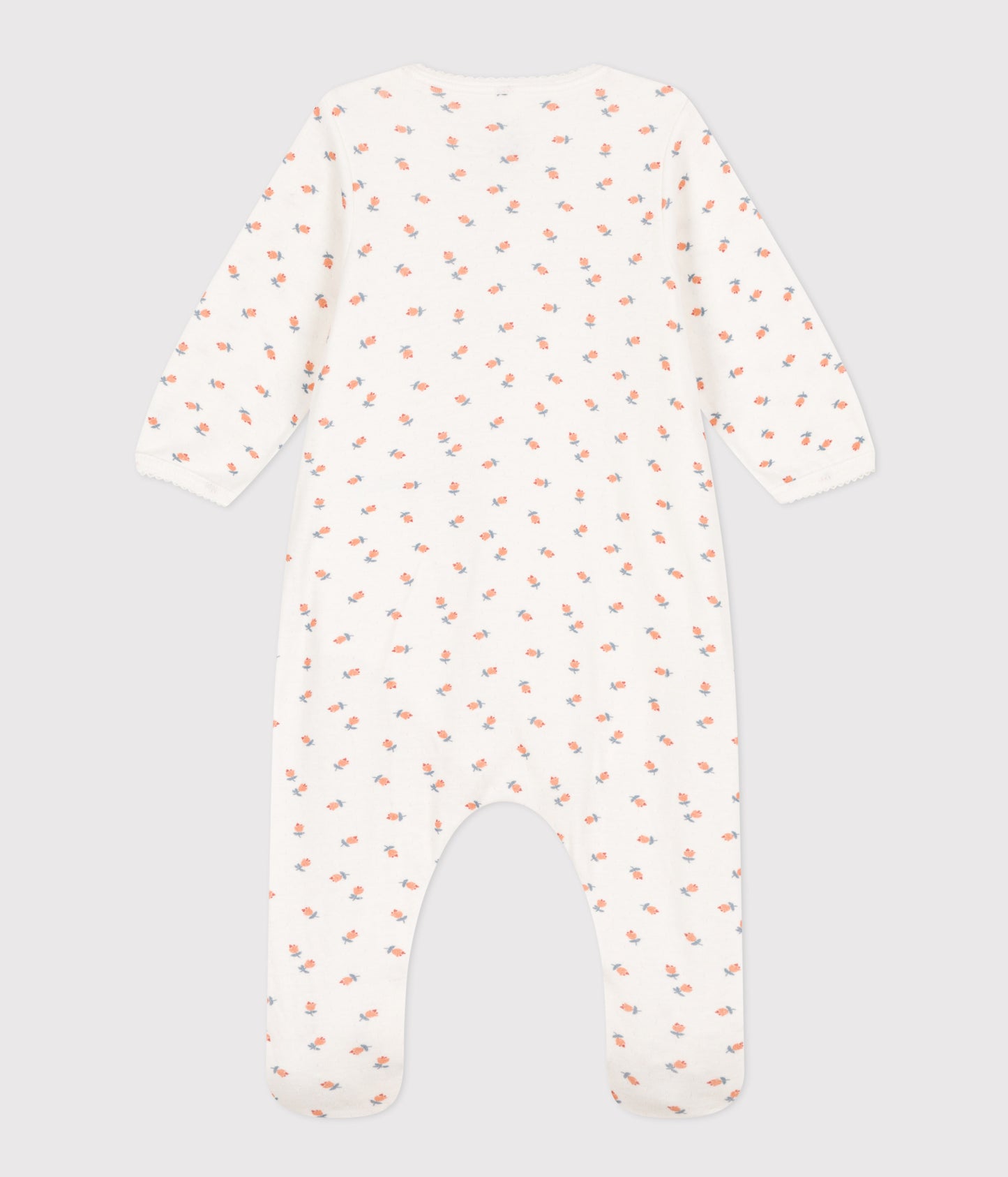 Petit Bateau Baby Girl Back Snap Little Roses Footie