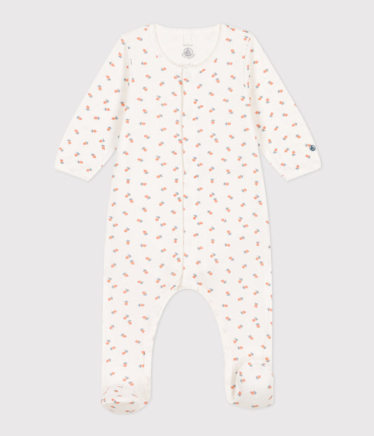 Petit Bateau Baby Girl Back Snap Little Roses Footie