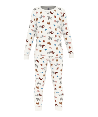 Petit Bateau Boy's LS Dog Print Loungewear Set