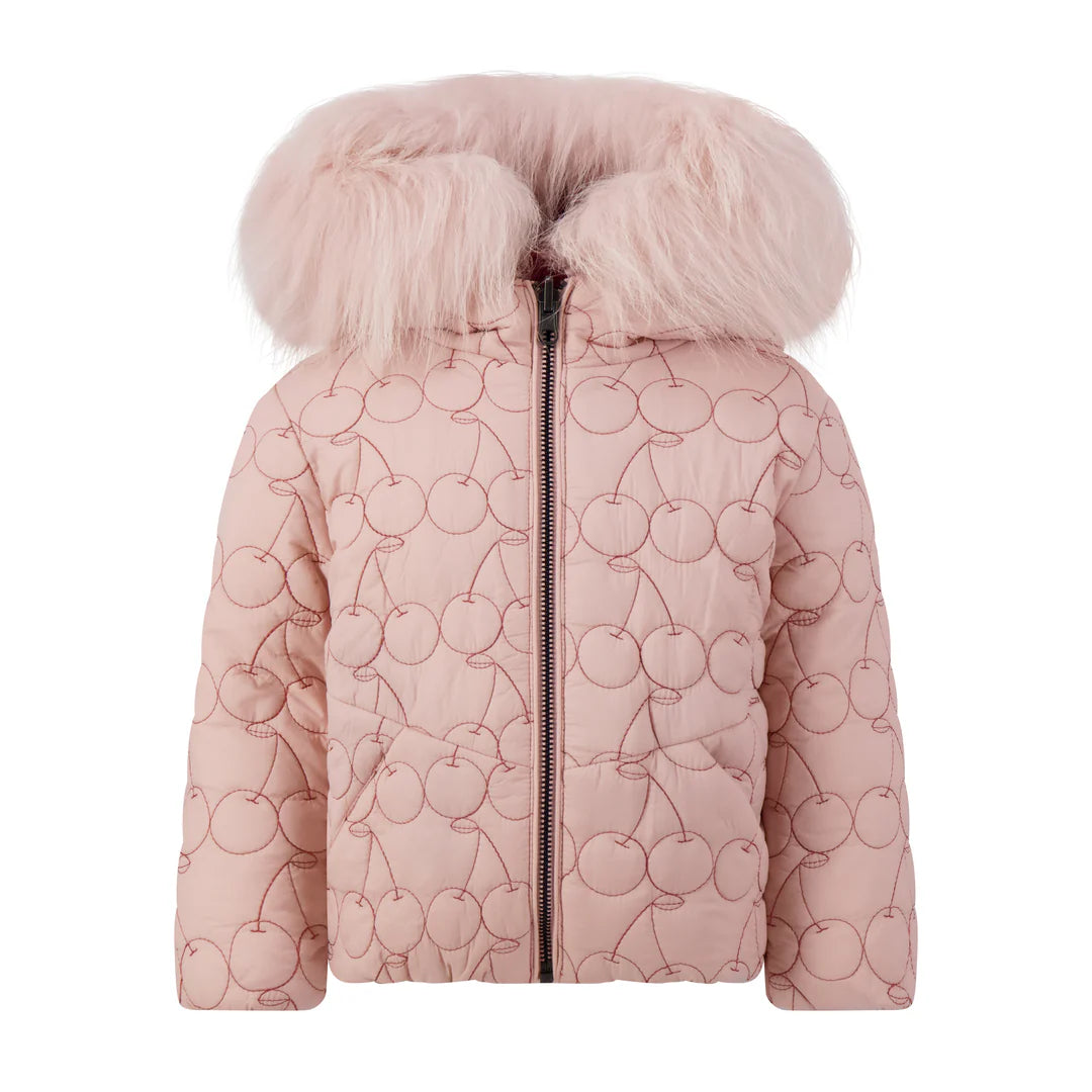 Scotch Bonnet Cherry Stitch Hooded Puffer Jacket