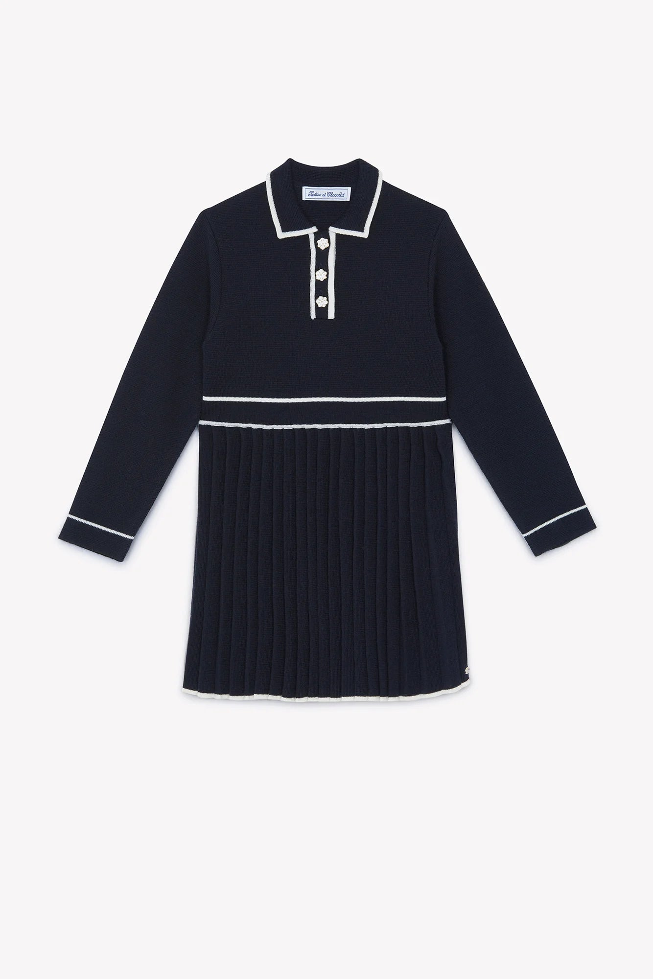 Tartine LS Knit Pleated Polo Dress