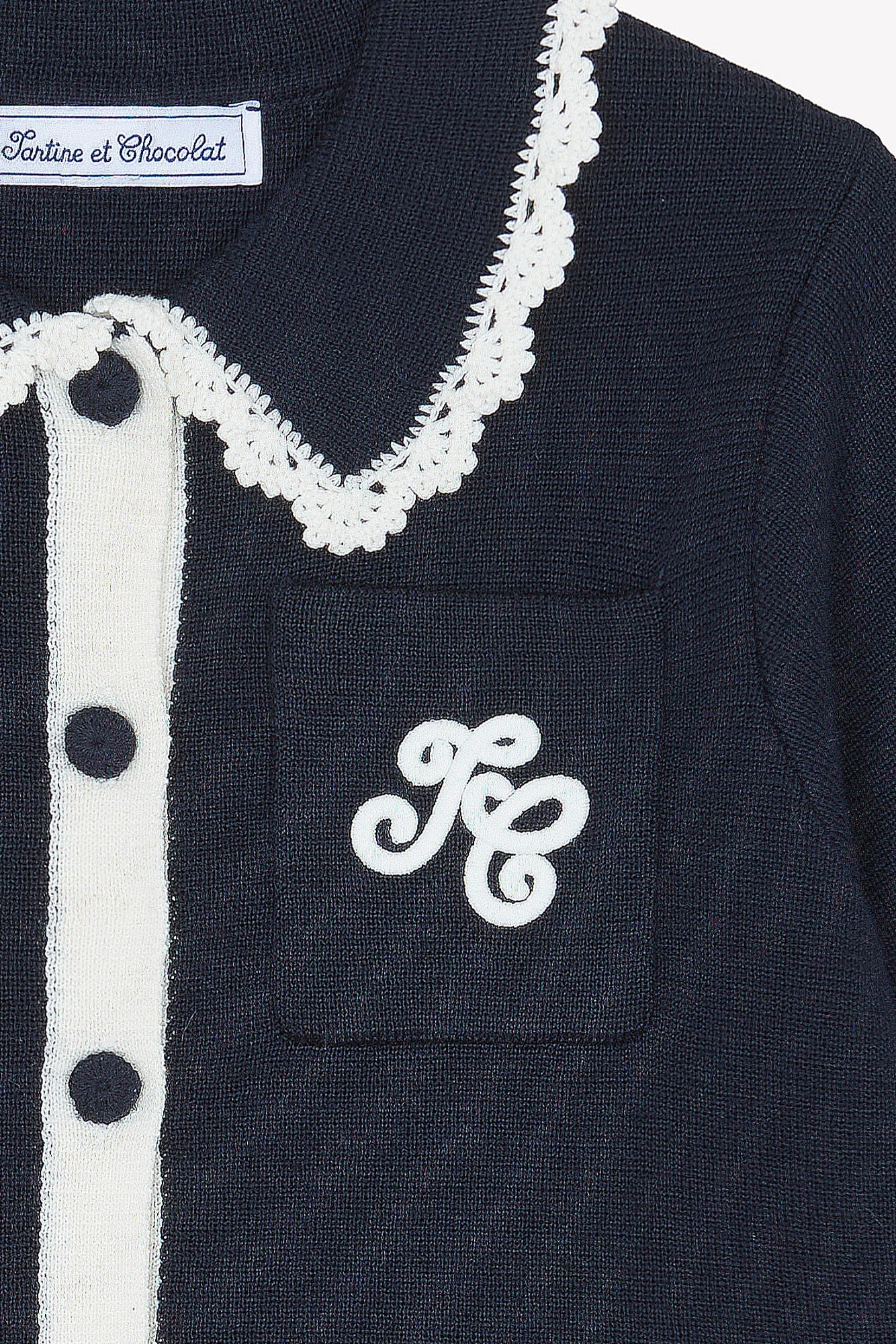 Tartine Embro Collar Logo Cardigan