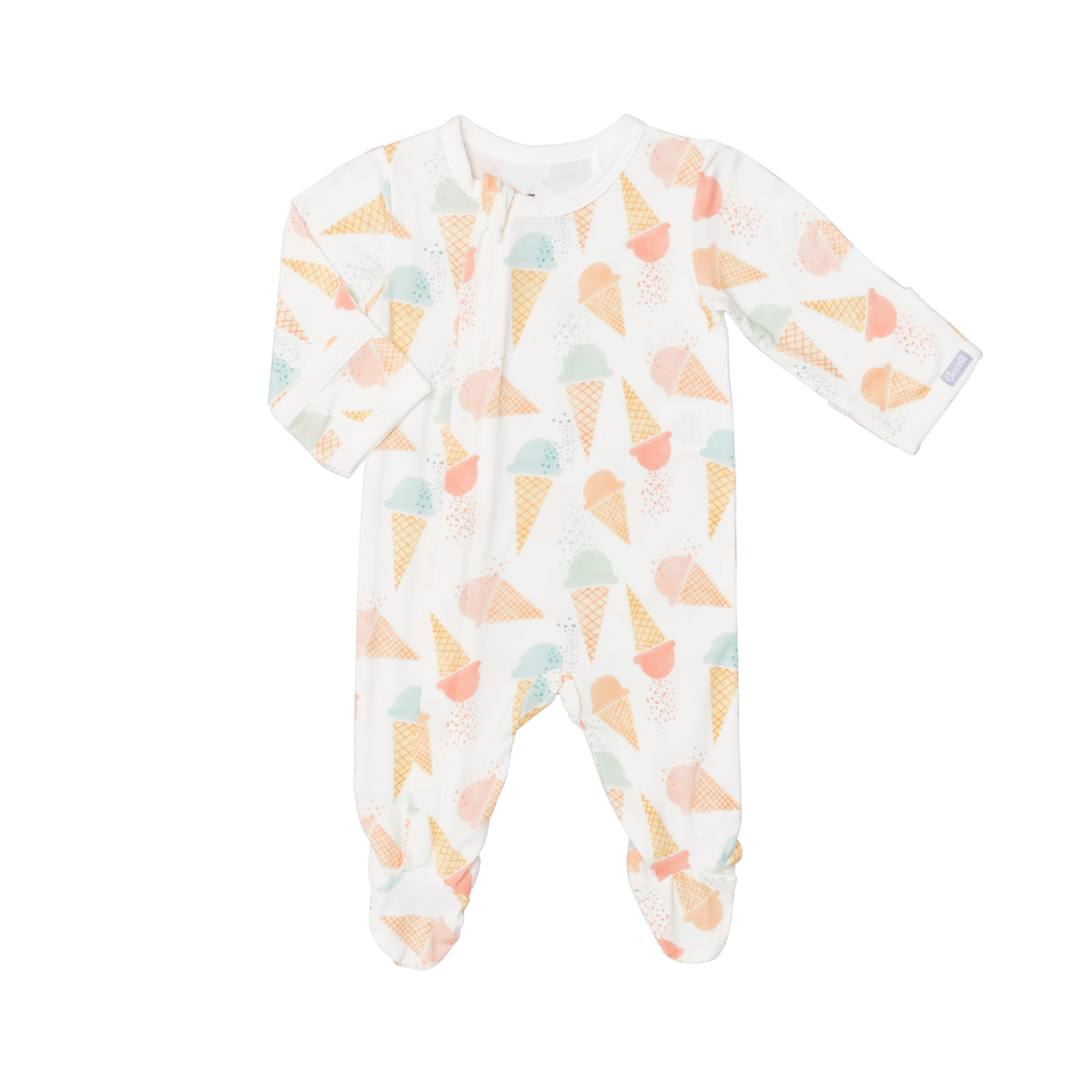 Coccoli Ice Cream Cone Print Modal Zipper Footie