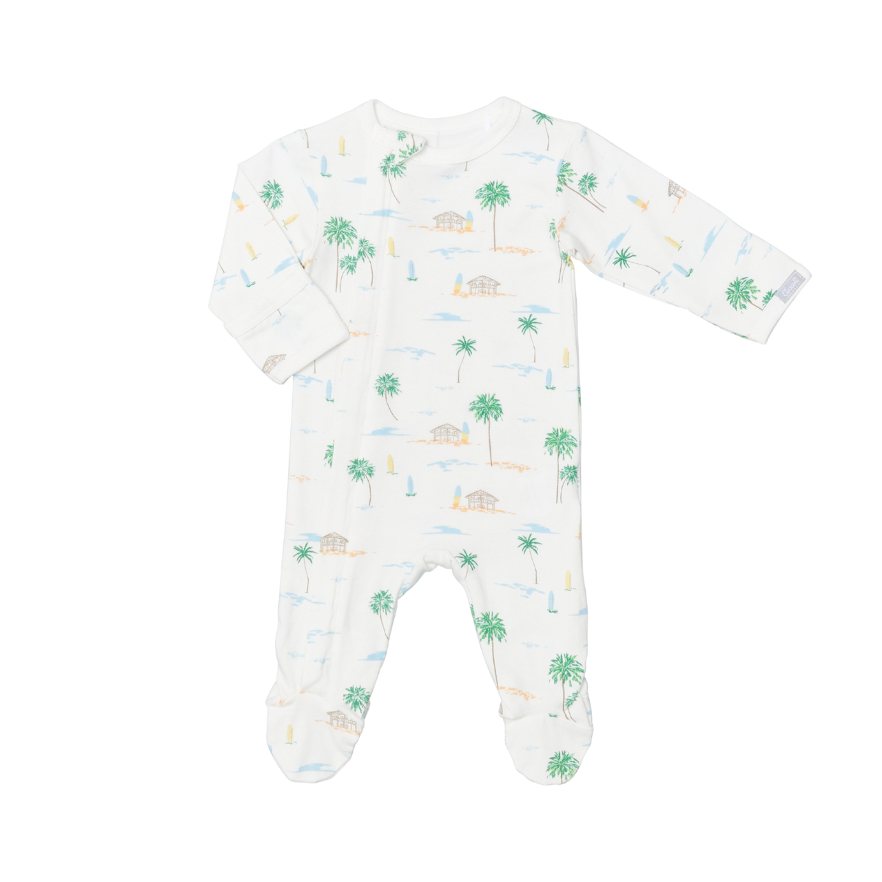 Coccoli Tropical Beach Print Modal Zipper Footie