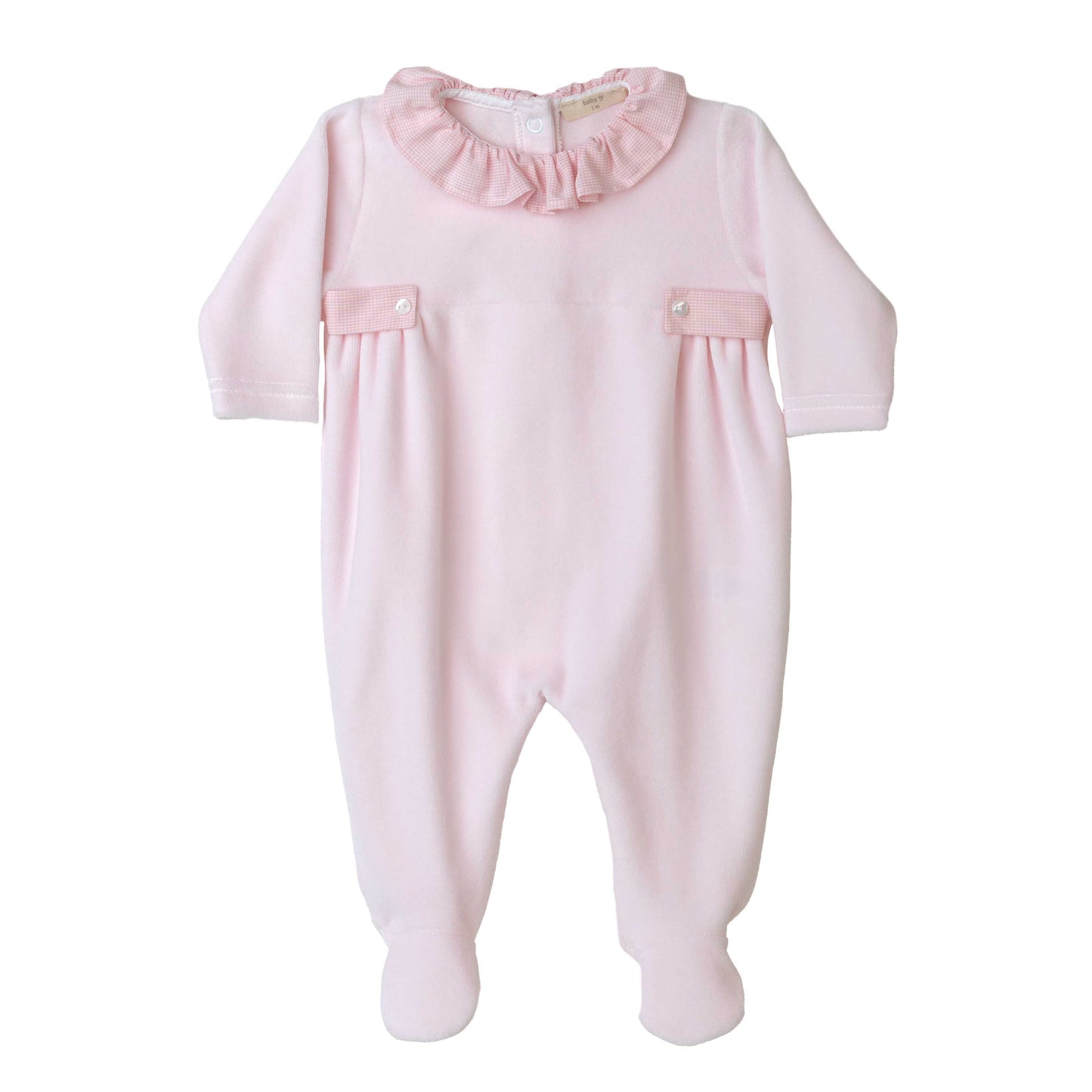 Baby Gi Plaid Collar Velour Footie