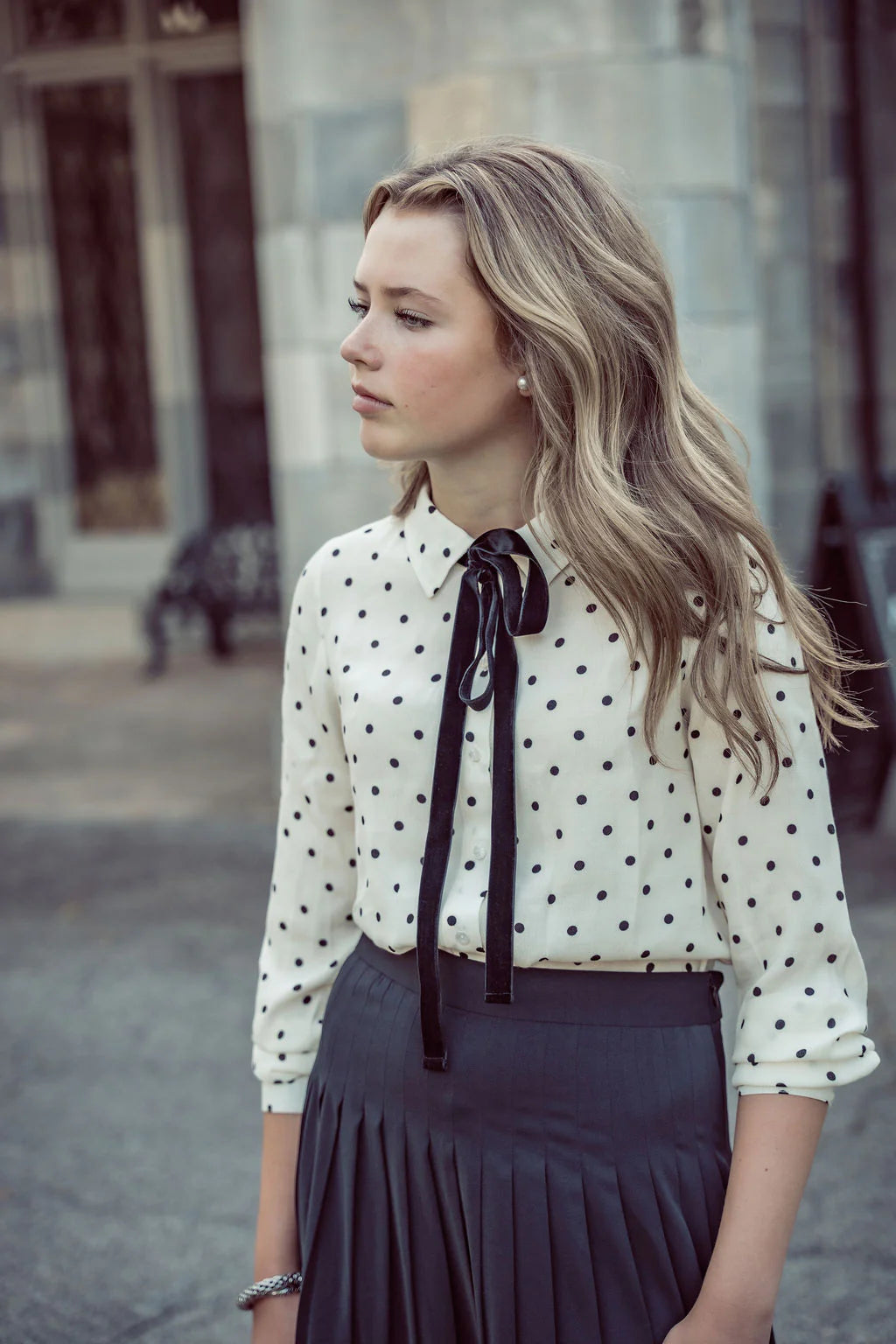 Coco Blanc LS Polka Dot Blouse