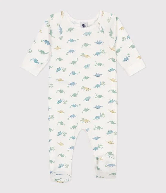 Petit Bateau Side Zip Dinosaur Print Footie