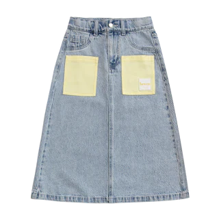 Heven Child Denim Pocket Midi Skirt