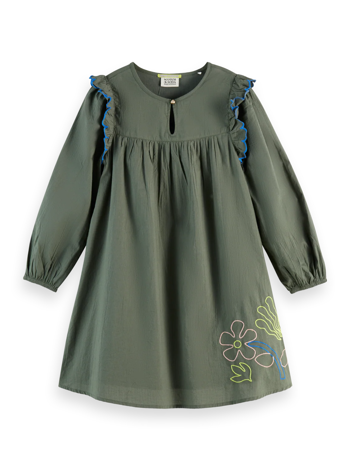 Scotch & Soda Seersucker Embroidered Dress