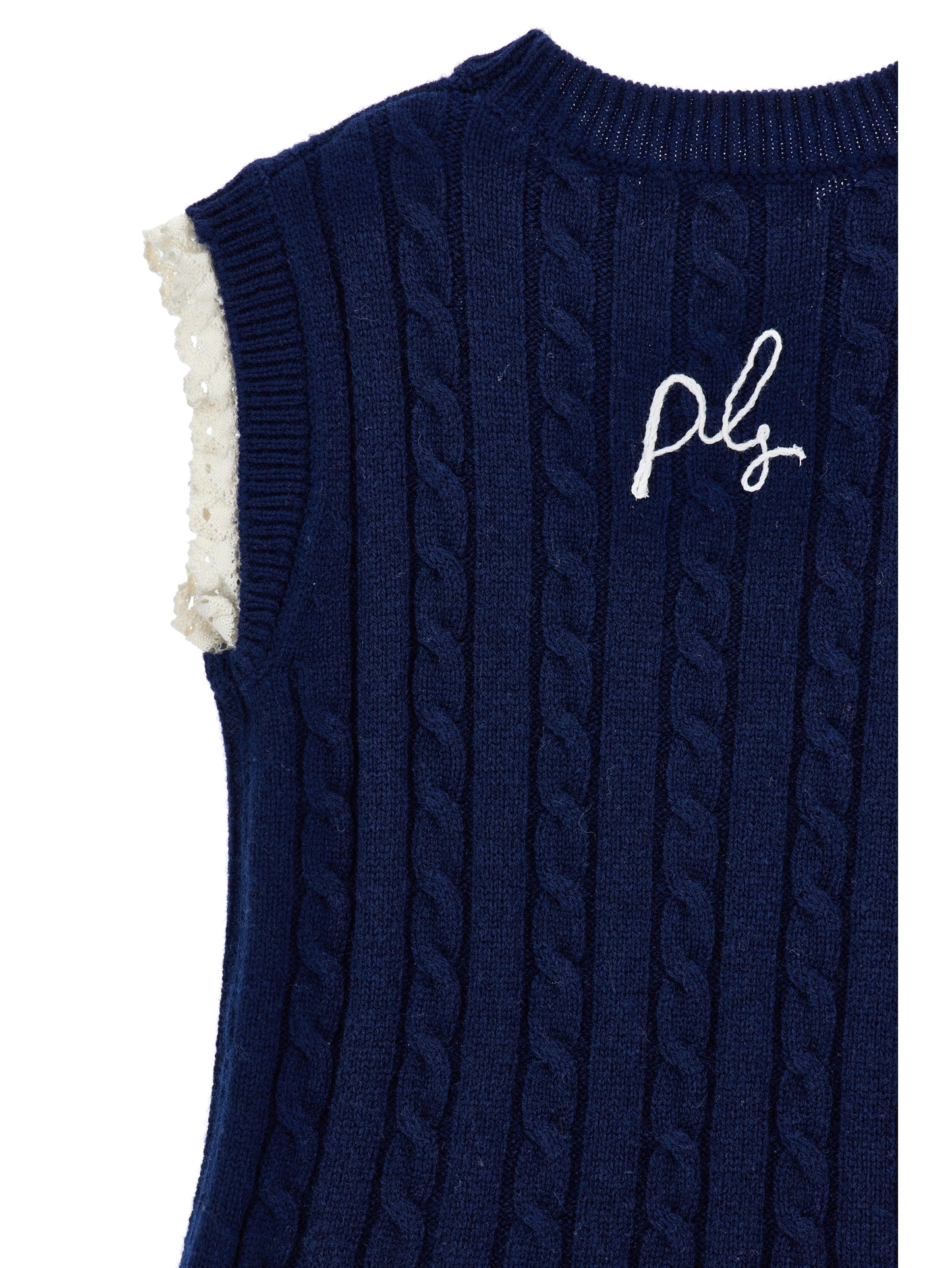 Philosophy Cable Knit Logo Dress w/ Lace Detail