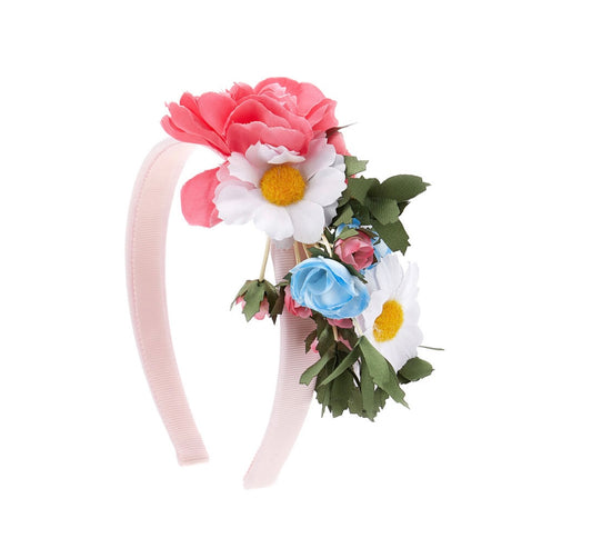 Monnalisa Daisy Pink & Blue Flower Headband