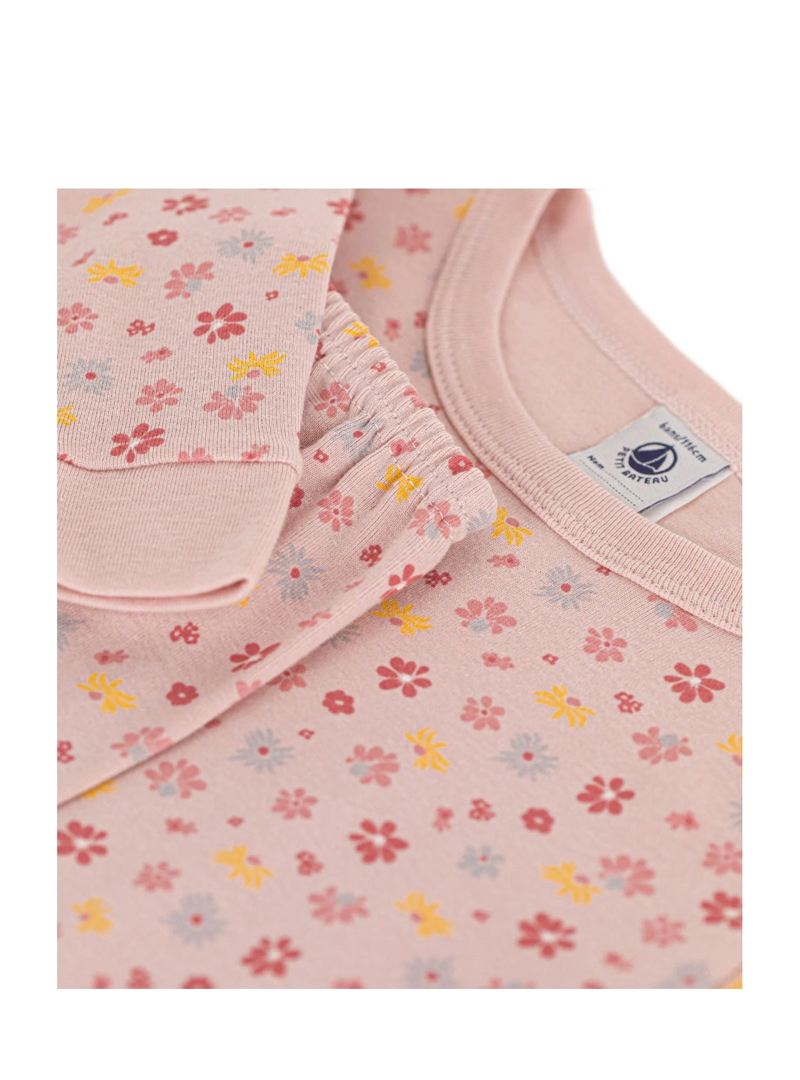 Petit Bateau Girl's LS Yellow & Pink Daisies Loungewear