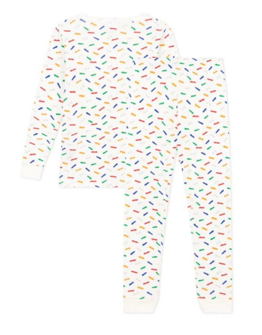 Petit Bateau Boy's LS Skateboard Print Loungewear