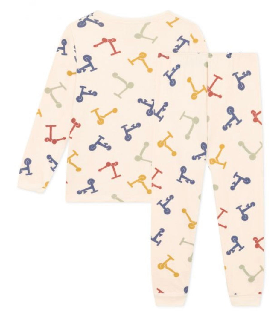 Petit Bateau Boy's LS Scooter Print Loungewear