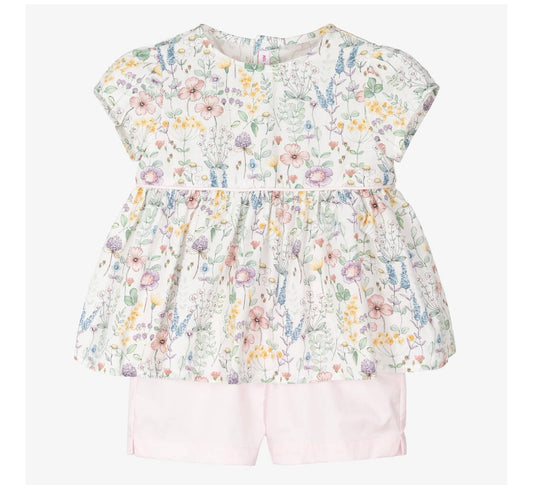 Il Gufo Baby Sleeveless Flower Top & Shorts Outfit