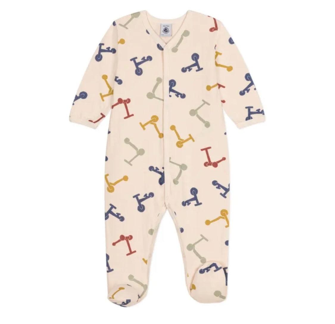 Petit Bateau Baby Boy Scooter Print Footie