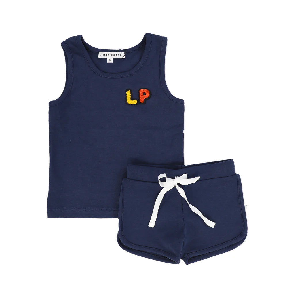 Little Parni Terry Logo Baby Tank Set