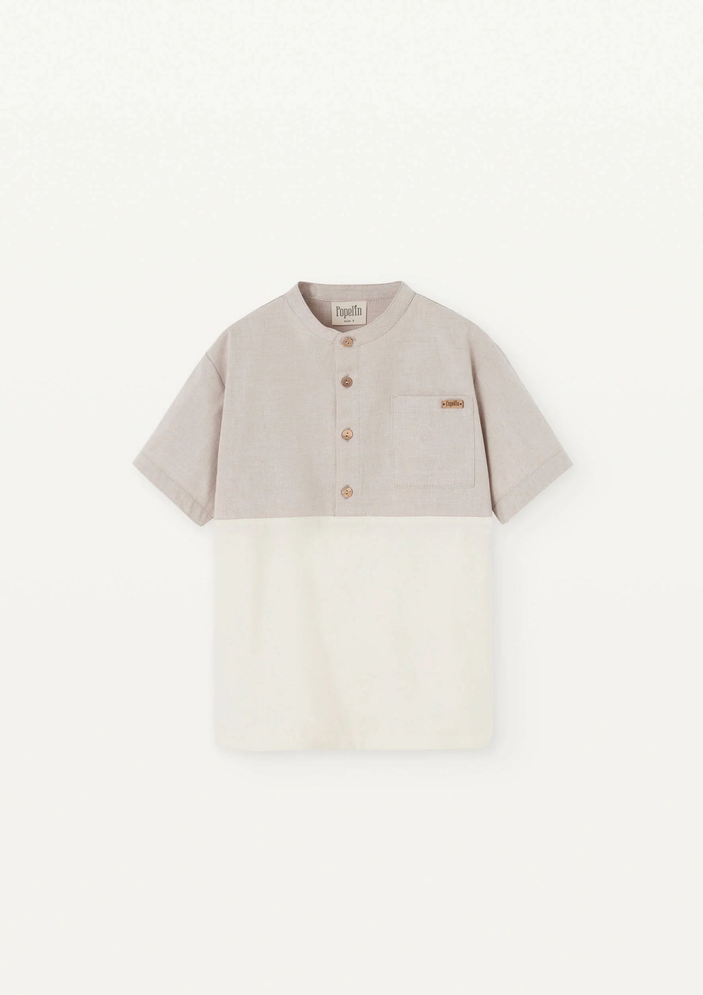 Popelin Mandarin Collar Linen Shirt