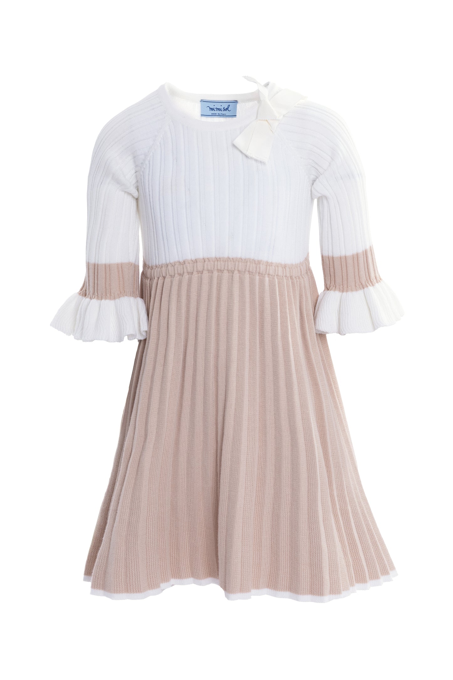 Mimisol Ribbed Knit Bow Detail Dress
