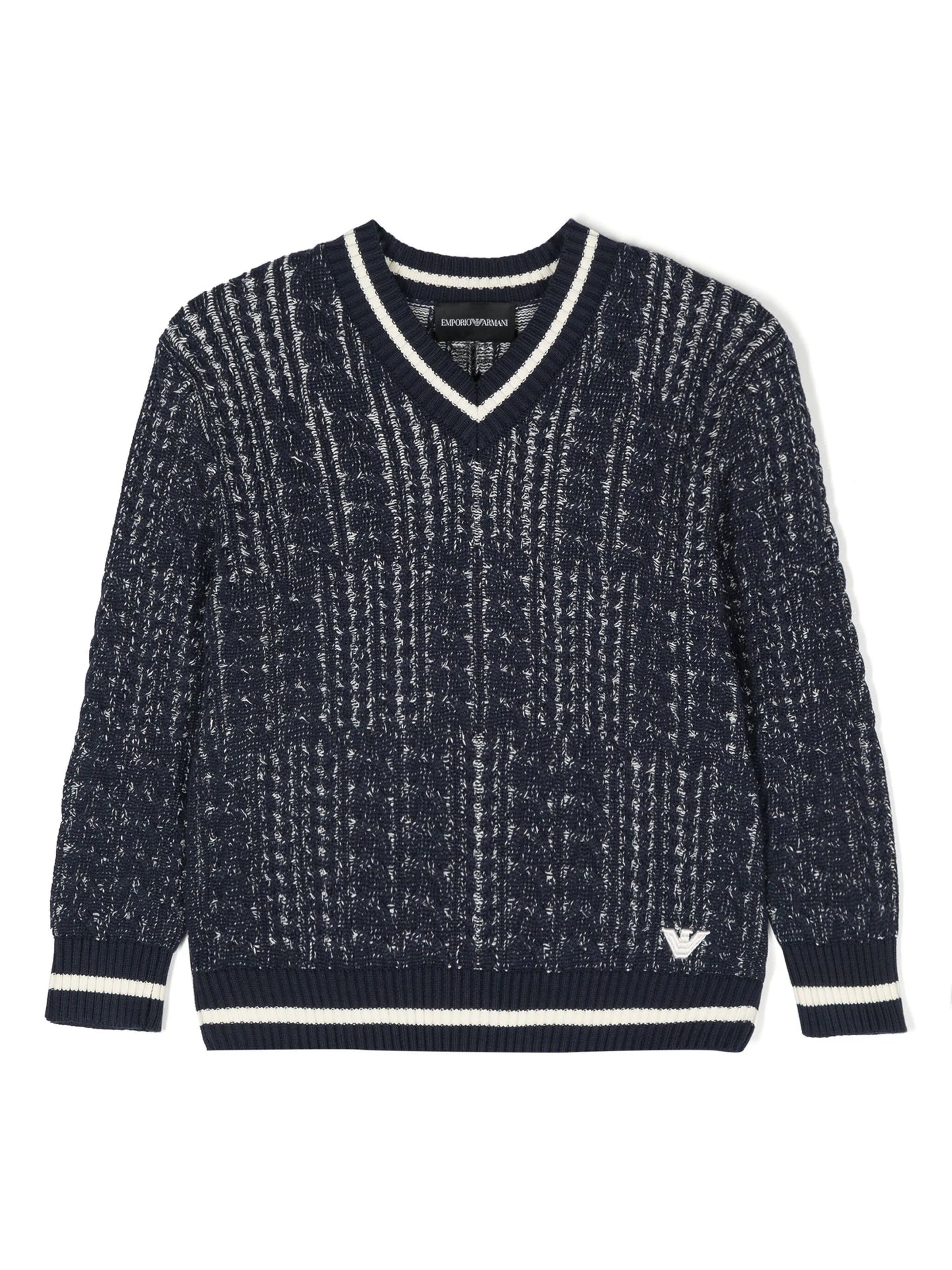 Armani Junior Textured Sweater w/ Striped Trim