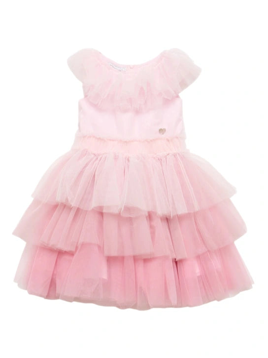 monnalisa pink dress Monnalisa Girls Embellished Ruffle Dress in Pink 4 Yrs