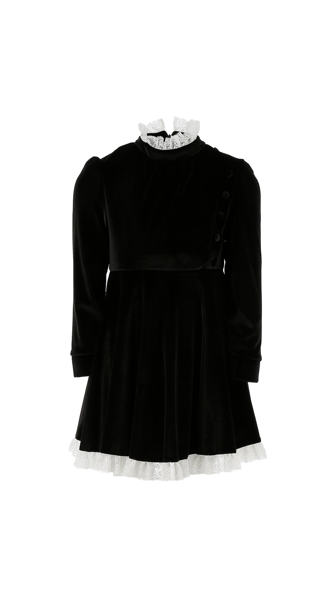 Philosophy L-Sleeved Velvet Dress w/ Lace Trim Collar Black / 3Y Philosophy L-Sleeved Velvet Dress w/ Lace Trim Collar Black / 3Y