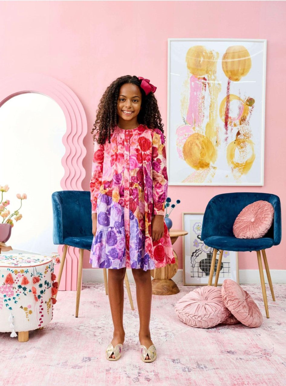 Porter Vibrant Large Rosebud Design Dress 2067