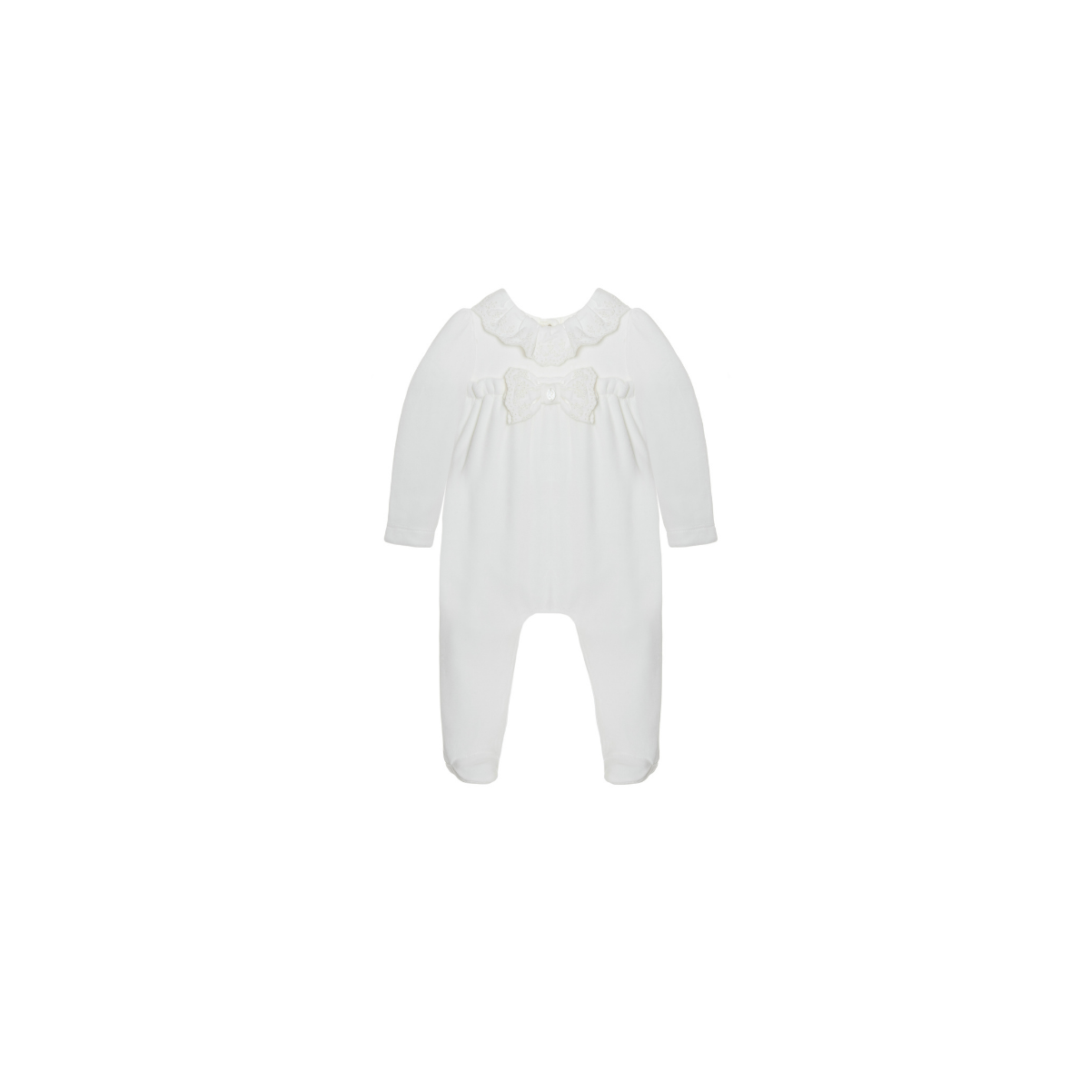Patachou Long Sleeve Embroidered Bow Onesie
