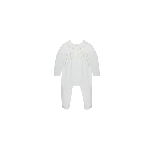 Patachou Long Sleeve Embroidered Bow Onesie
