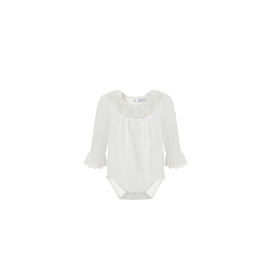 Patachou Long Sleeve Embroidered Collar Onesie | Tuesday's Child