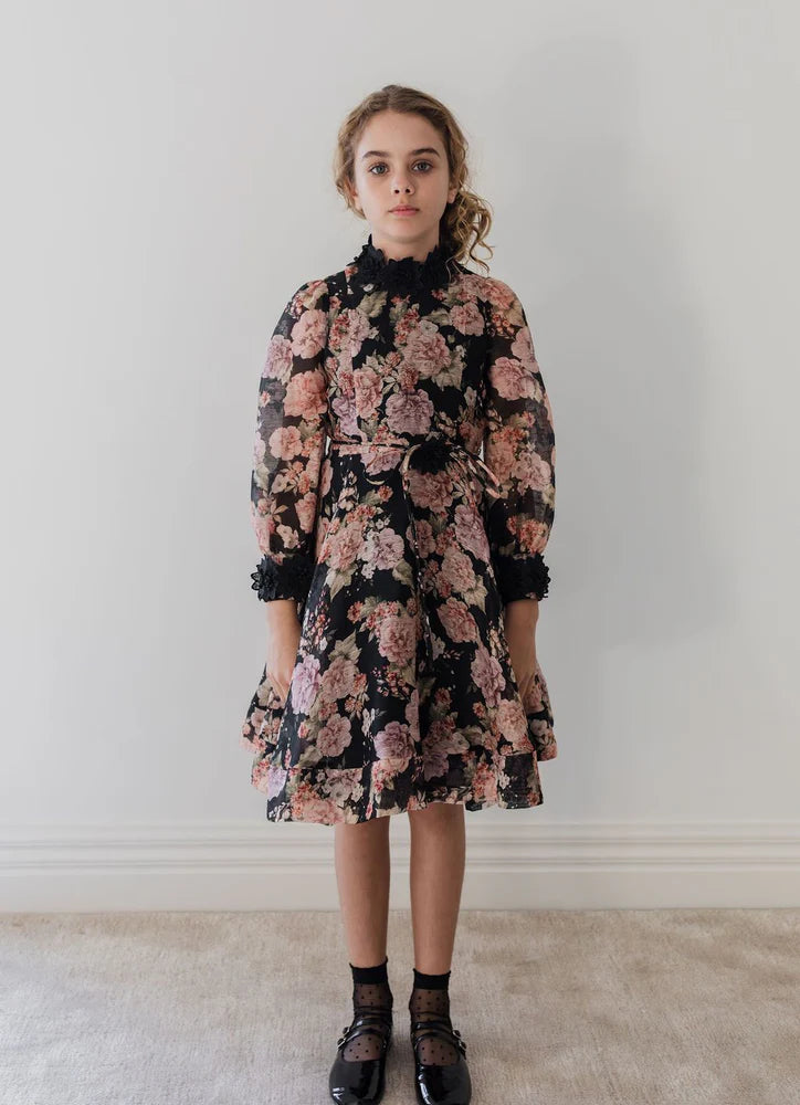 Petite Amalie Vintage Bloom Linen Dress