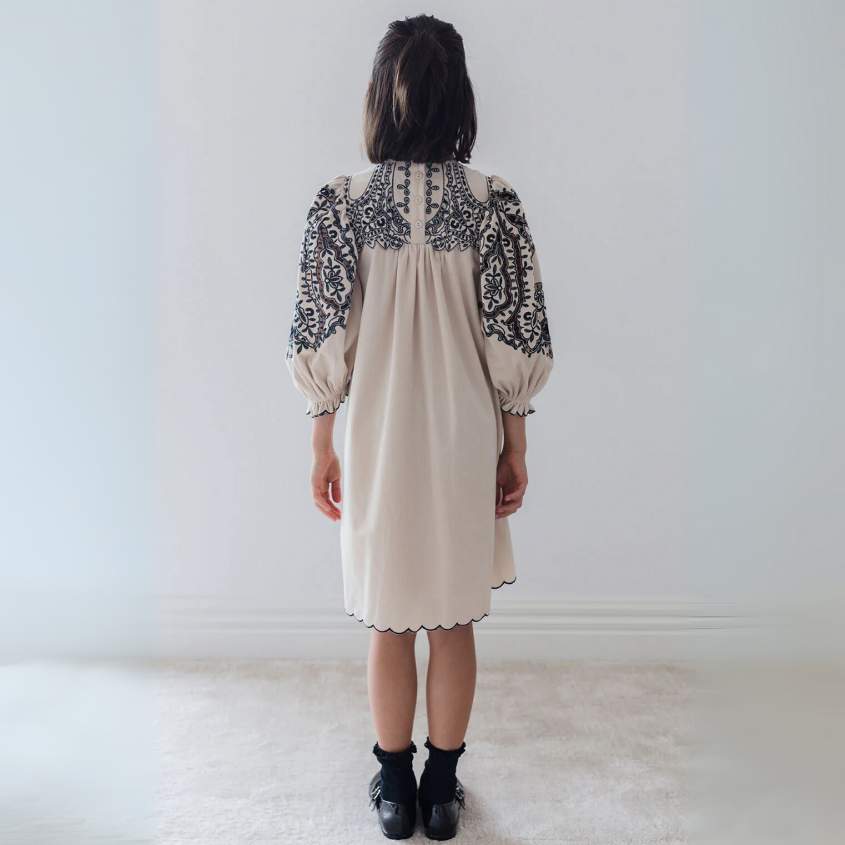 Petite Amalie Cord Embroidered Smock Dress | Tuesday's Child