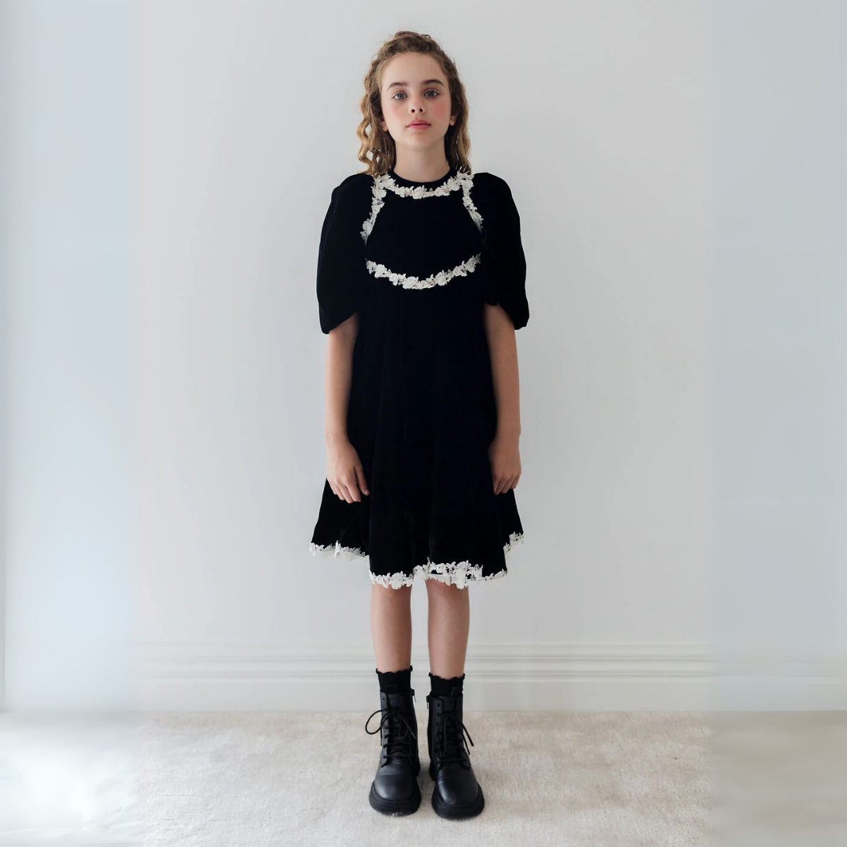 Petite Amalie Rose Lace Velvet Dress | Tuesday's Child
