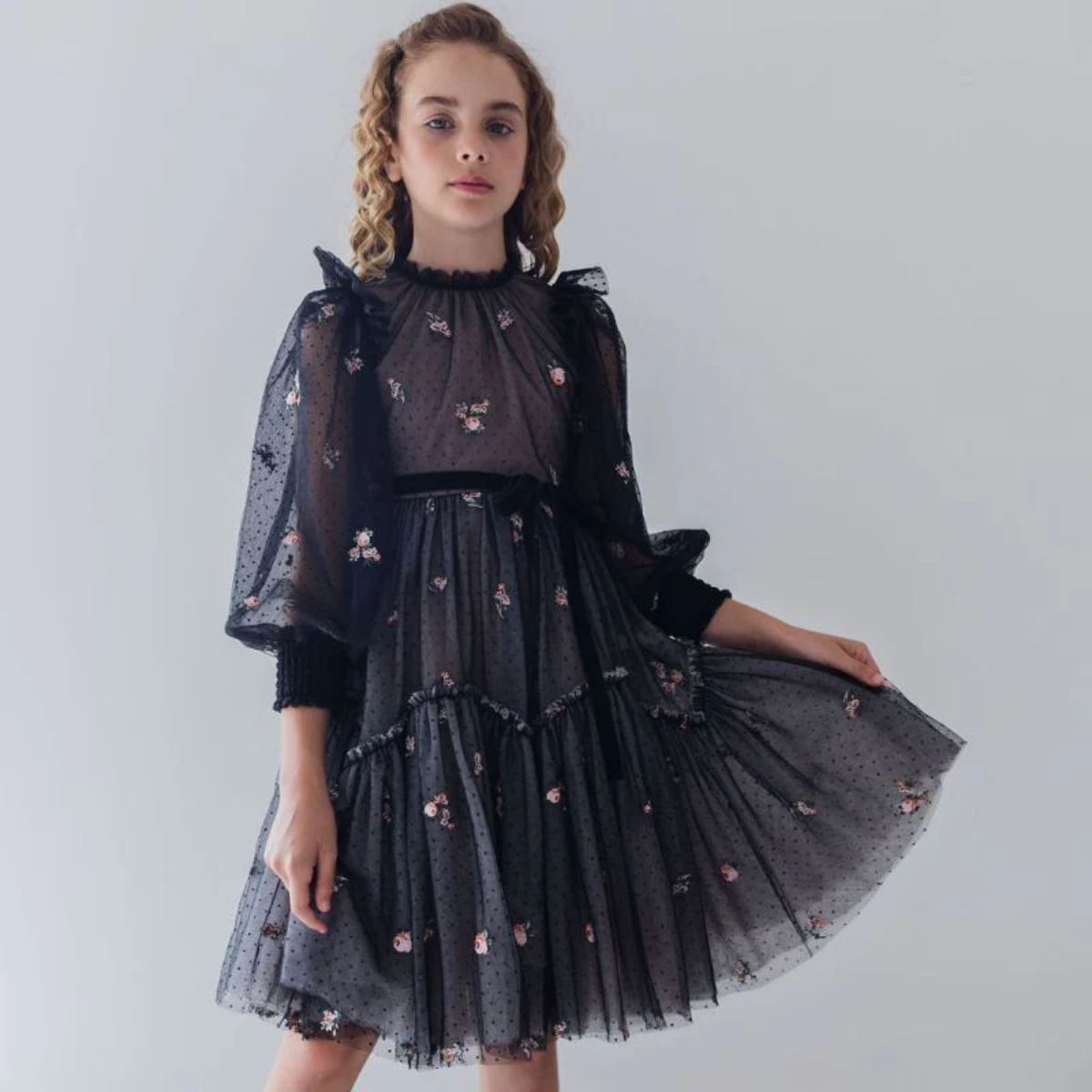 Petite Amalie Rosebud Embroidered Dress | Tuesday's Child