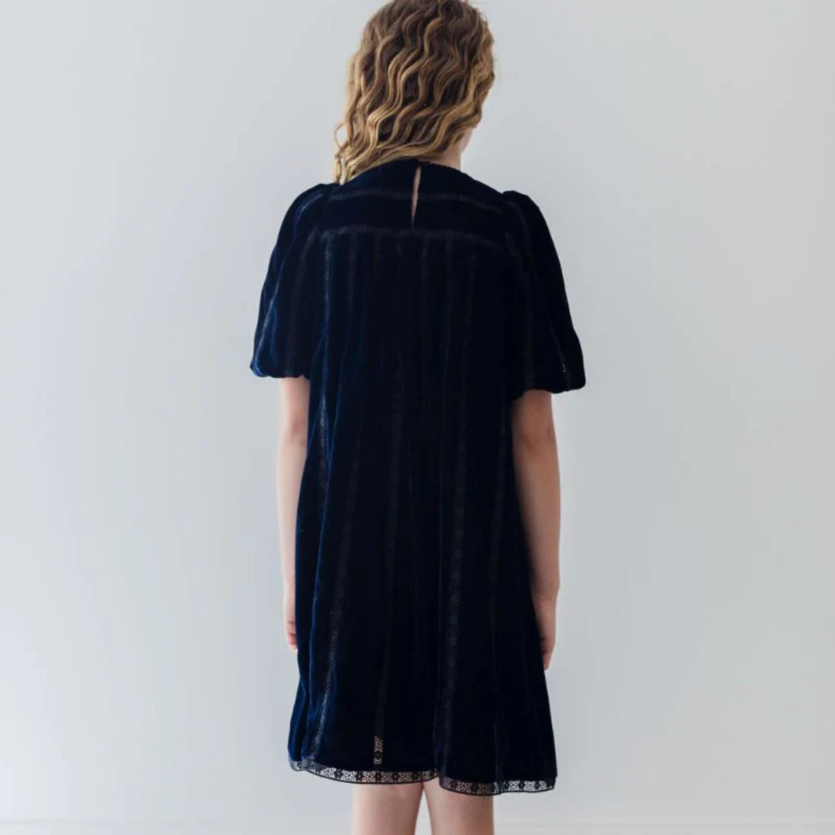 Petite Amalie Vertical Lace Velvet Dress | Tuesday's Child