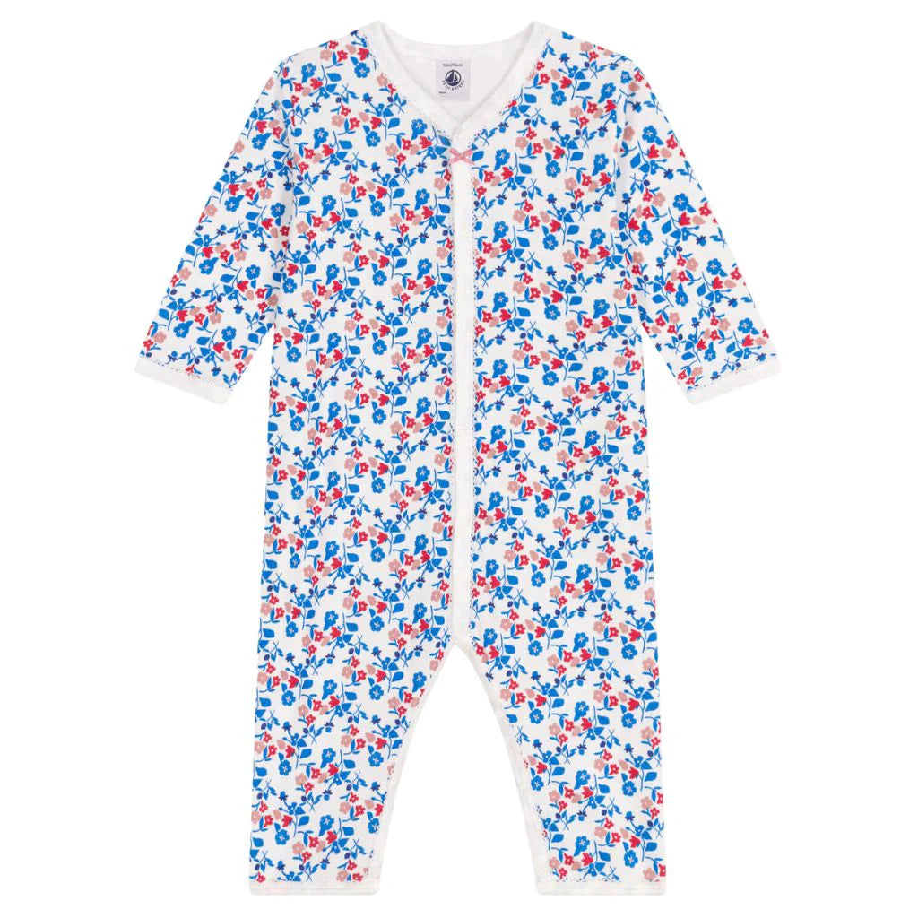 Petit Bateau Front Snap Little Flowers Footie